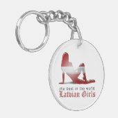 Letlands meisje Silhouette vlag Sleutelhanger (Voorkant Links)