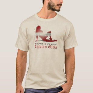 Letlands meisje Silhouette vlag T-shirt