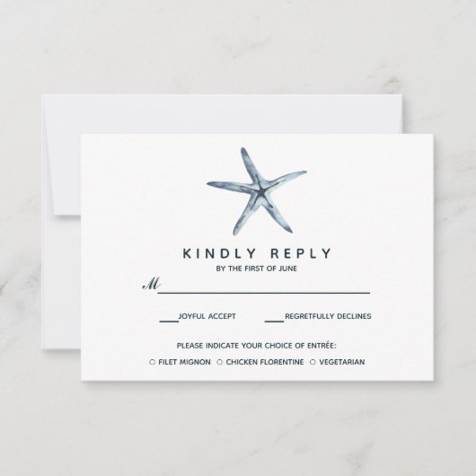 L'étoile bleue | Mariage RSVP avec choix de repas (Devant)