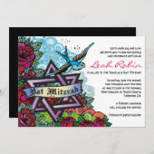 L'ÉTOILE BLUEBIRD DE DAVID Invitation Bat mitzvah (Devant / Derrière)