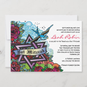 L'ÉTOILE BLUEBIRD DE DAVID Invitation Bat mitzvah