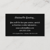 L'étoile d'argent de David Cartes de visite juifs (Dos)