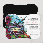 L'ÉTOILE DE DAVID DE MERLE BLEU Invitation Bat Mit (Devant / Derrière)