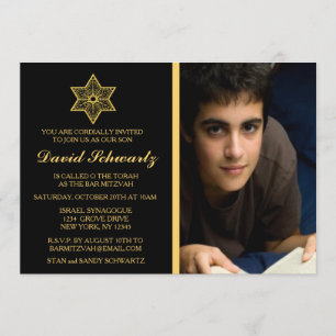 L'étoile d'or de David Bar Mitzvah Invitation phot