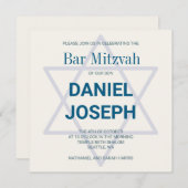 L'étoile juive carré Bar Mitzvah Invitation (Devant / Derrière)