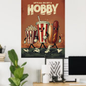 Let's All Go Get a Hobby - Retro Parodie Poster (Thuiskantoor)