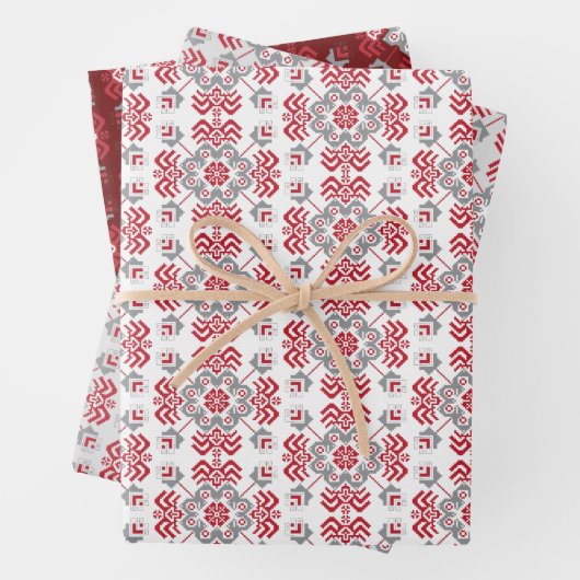 Lets Auseklis Folk art geometric medallion Inpakpapier Vel (In situ)