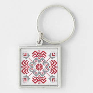 Lets Auseklis Folk art geometric medallion Sleutelhanger