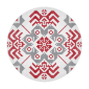 Lets Auseklis Folk art geometric medallion Snijplank