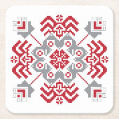Lets Auseklis Folk art geometric medallion Vierkante Kartonnen Onderzetter (Voorkant)