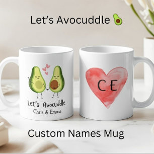 Let's Avocuddle - Aangepaste Avocado-paarnamen Koffiemok