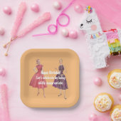 Lets Be Inappropriate Funny Retro Birthday Square Papieren Bordje (Feest)
