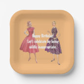 Lets Be Inappropriate Funny Retro Birthday Square Papieren Bordje (Voorkant)