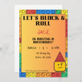 Let's Block & Roll Birthday invitation Kaart (Voorkant / Achterkant)
