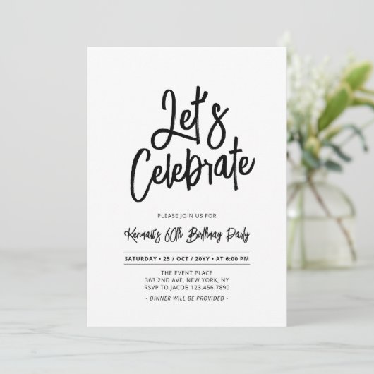 Let's Celebrate | Chique Script 60e verjaardag Par Kaart (Staand voorkant)