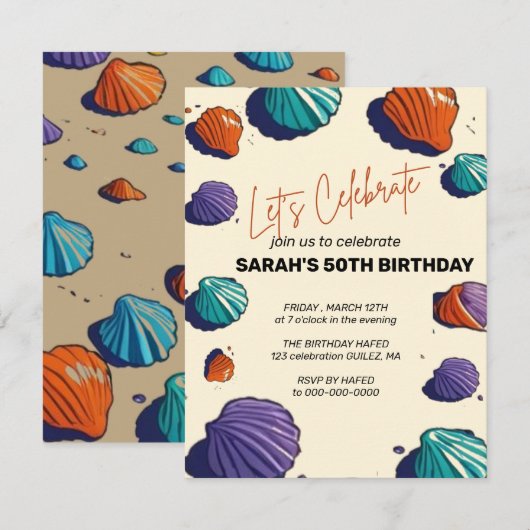 Let's Celebrate Invitation Sjabloon, bewerkbare Su Kaart (Voorkant / Achterkant)