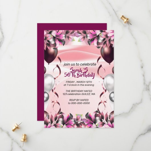 Let's Celebrate Invitation Template, Editable Surp (Devant/Arrière en situation)