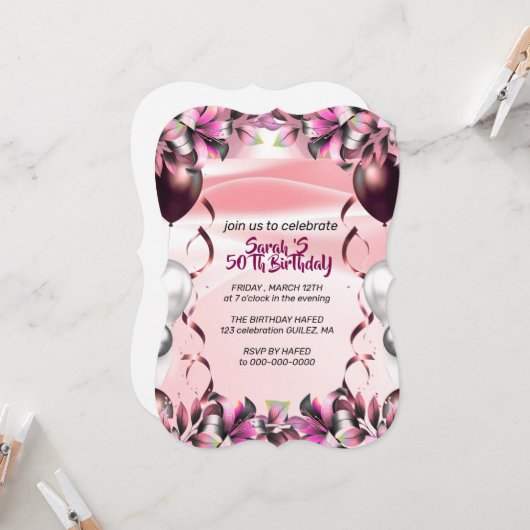 Let's Celebrate Invitation Template, Editable Surp Kaart (Voorkant / Achterkant in situ)