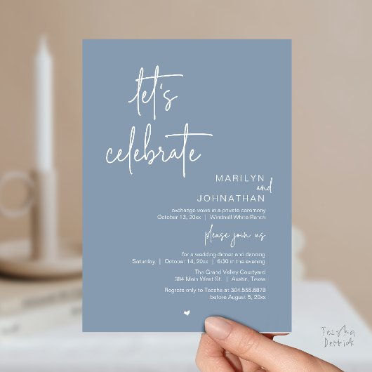 Let's Celebrate, Minimal Modern Wedding Reception Kaart