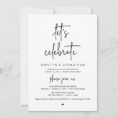 Let's Celebrate, Modern Minimal Wedding Reception Kaart (Voorkant)