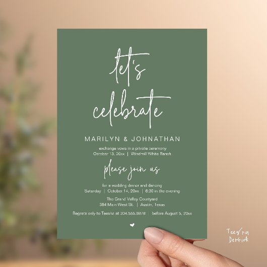 Let's Celebrate, Modern Minimal Wedding Reception Kaart