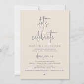 Let's Celebrate, Modern Minimal Wedding Reception Kaart (Voorkant)