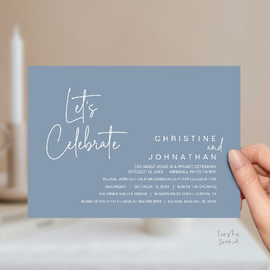 Let's Celebrate, Wedding Elopement Dinner Party Kaart