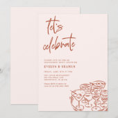 Let's Celebrate Whimsical Doodle Engagement Party Kaart (Voorkant / Achterkant)