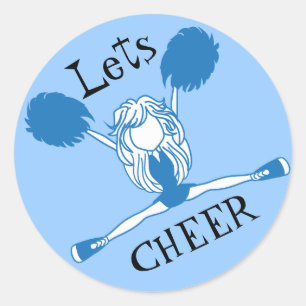 Lets Cheer Blue Cheerleader Ronde Sticker