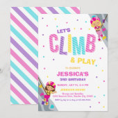 Let's Climb & Play Climbing Birthday Invitation (Devant / Derrière)