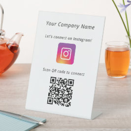 Let's Connect on Social Media QR-code Reclamebord Met Voetstuk