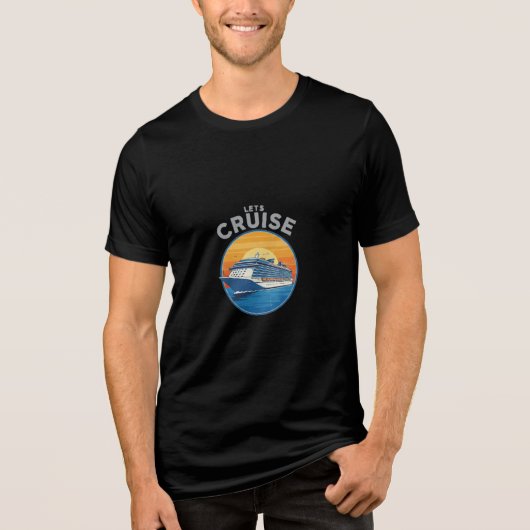Let's Cruise Retro Sunset Vacation T-Shirt (Voorkant)