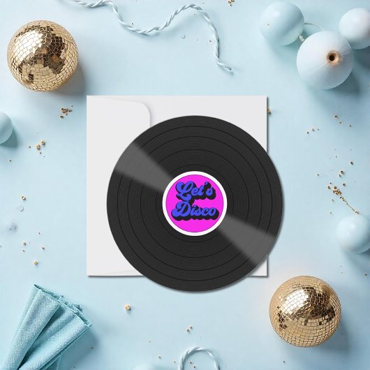 "Let's Disco" Vinyl Record Verjaardagsfeest Kaart