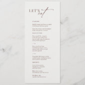 "Let's Eat" Elegant Zwart & Wit Bruiloft Menu (Voorkant)