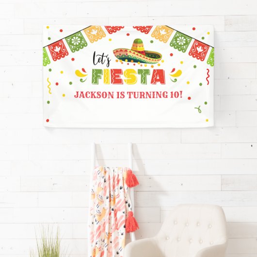 LET'S FIESTA Birthday Party banner backdrop (Insitu)