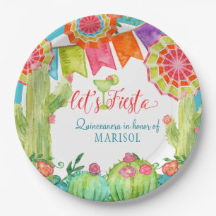 Lets Fiesta Cactus Quinceanera 15th Birthday Party Papieren Bordje