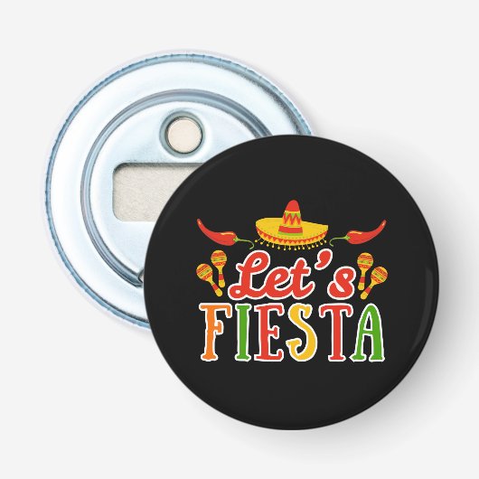 Let's Fiesta Cinco de Mayo Button Flesopener (Voorkant)