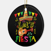 Lets Fiesta Guitar Cactus Sombrero Mexico Cinco Keramisch Ornament (Links)
