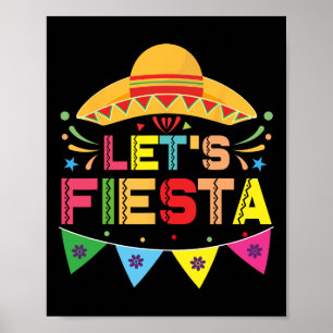 Let's Fiesta Mexico Fiesta Taco Gitaar Cinco de Ma Poster