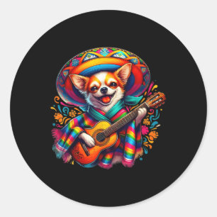 Lets Fiesta Schattige Chihuahua Spelen Gitaar Cinc Ronde Sticker