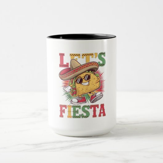 Let's Fiesta Taco Design Fun Cinco de Mayo Mexicaa Mok (Midden)