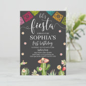 Let's Fiesta Verjaardag Uitnodiging Zwart (Staand voorkant)