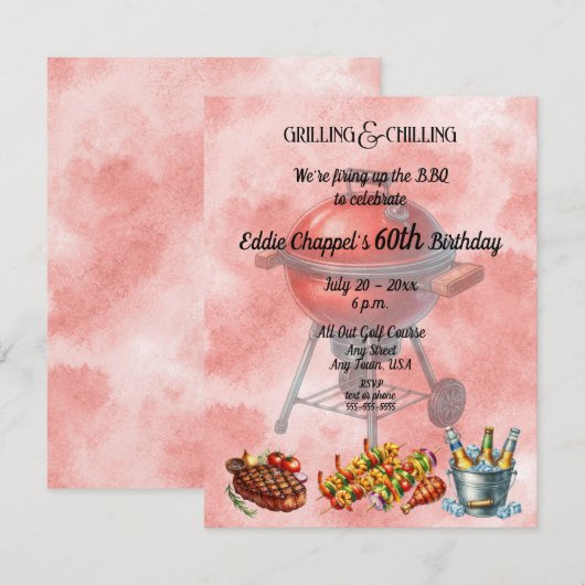 Let's Fire Up the Grille 60th Birthday Invitation (Devant / Derrière)