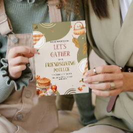 Let's Gather Friendsgiving Potluck Thanksgiving  Kaart