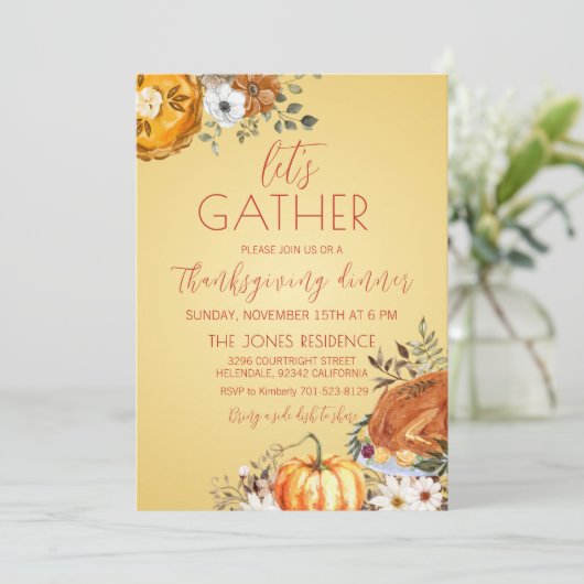 Let's gather Thanksgiving Dinner Invitation (Debout devant)