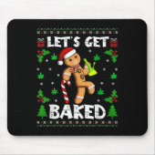 Let's Get Baked Gingerbread Man Weed Funny Christm Muismat (Voorkant)