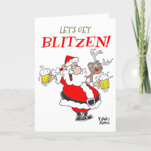 "Let's get Blitzen" Kerst wenskaart Feestdagen Kaart