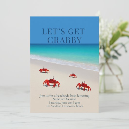 Let's Get Crabby - Aangepaste uitnodiging | aankon (Staand voorkant)