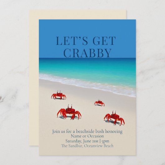 Let's Get Crabby - Aangepaste uitnodiging | aankon (Voorkant / Achterkant)