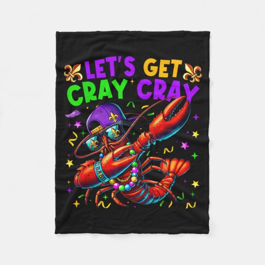 Let's Get Cray Cray Mardi Gras Dabbing Crawfish Bo Fleece Deken (Voorkant)